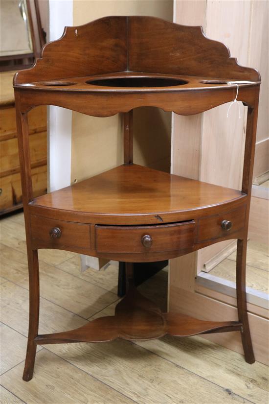 A mahogany corner washstand, W.98cm